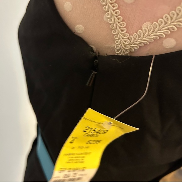 Carbon Black Sheath Dress with Blue Accent Belt A3 - Picture 9 of 11